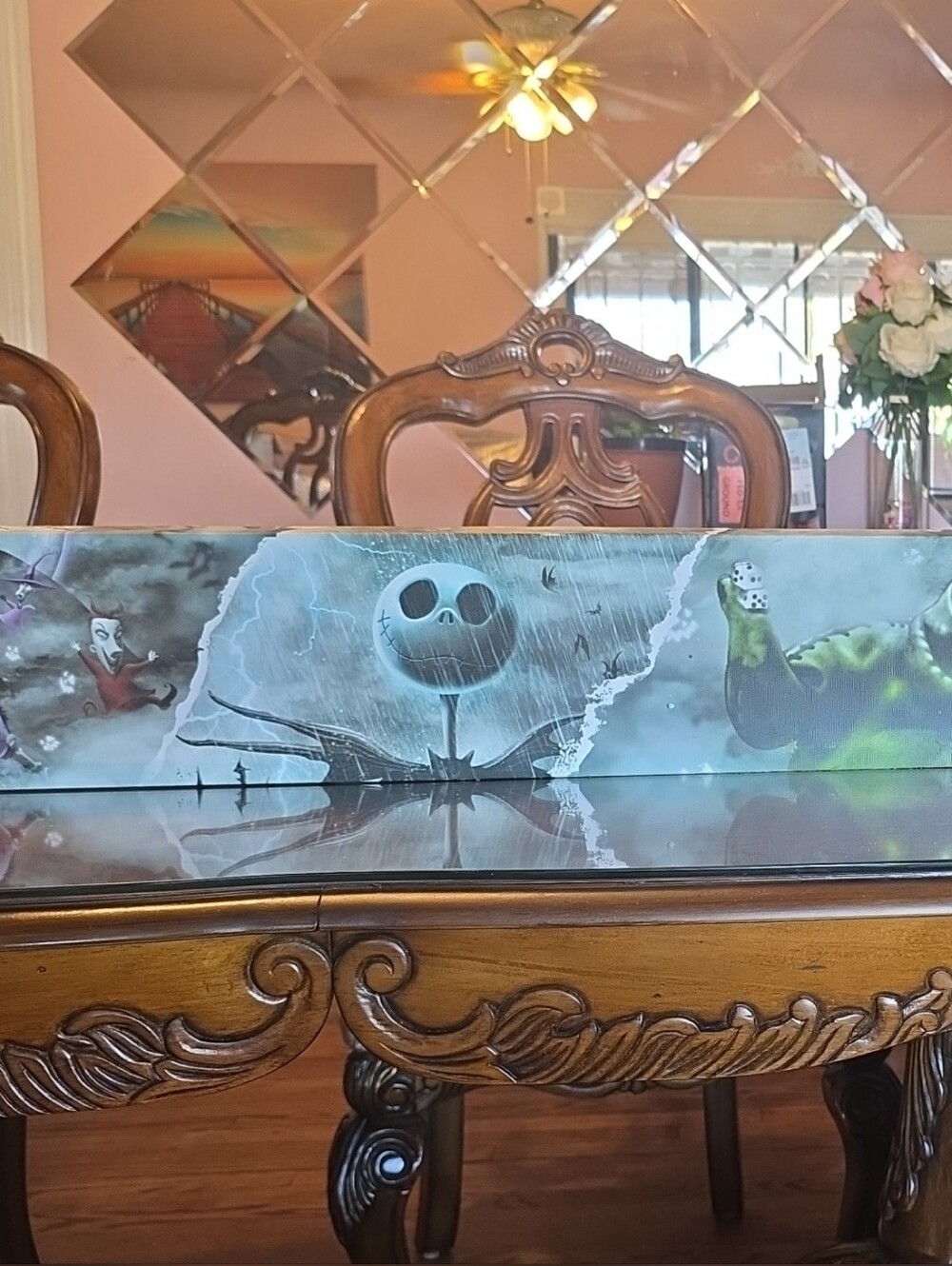 Disney Hand-Painted Green and Blue Nightscape Wall Art Box